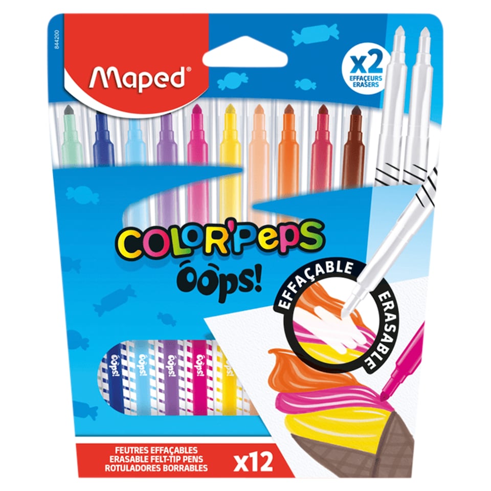 Maped Color'Peps Oops! törölhető filctoll készlet 10 + 2 különböző szín  1. kép