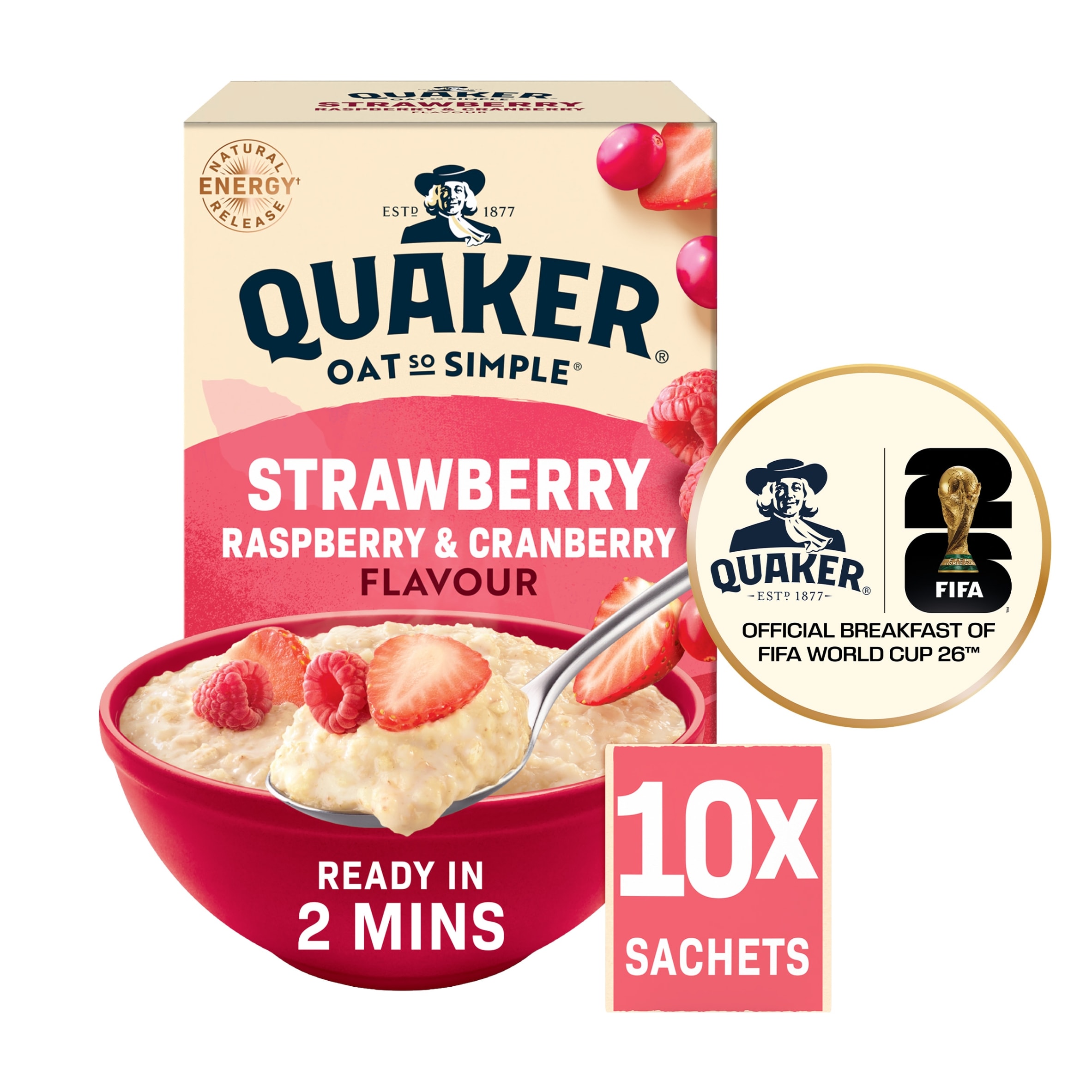 Quaker Oat So Simple Strawberry, Raspberry & Cranberry Porridge Sachets 10x33.9g