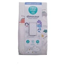 Fred & Flo Dinosaur Cotbed Fitted Sheets 2 Pack