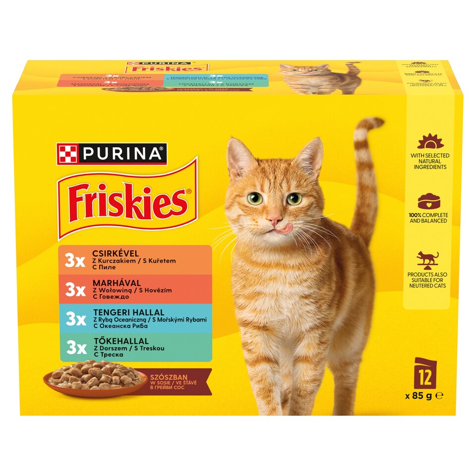 obrázok 1 z Friskies kapsičky pre mačky hovädzie, kura, morské ryby, treska v šťave 12 x 85 g