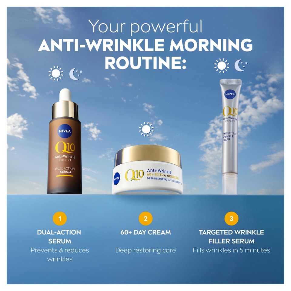 image 1 of NIVEA Q10 Anti-Wrinkle Day Cream Moisturiser 60+ Skin 50ml