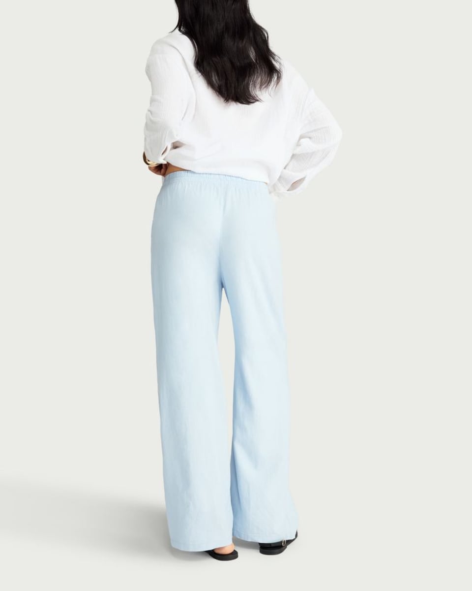 image 1 of F&F Linen Rich Wide Leg Trousers in Blue
