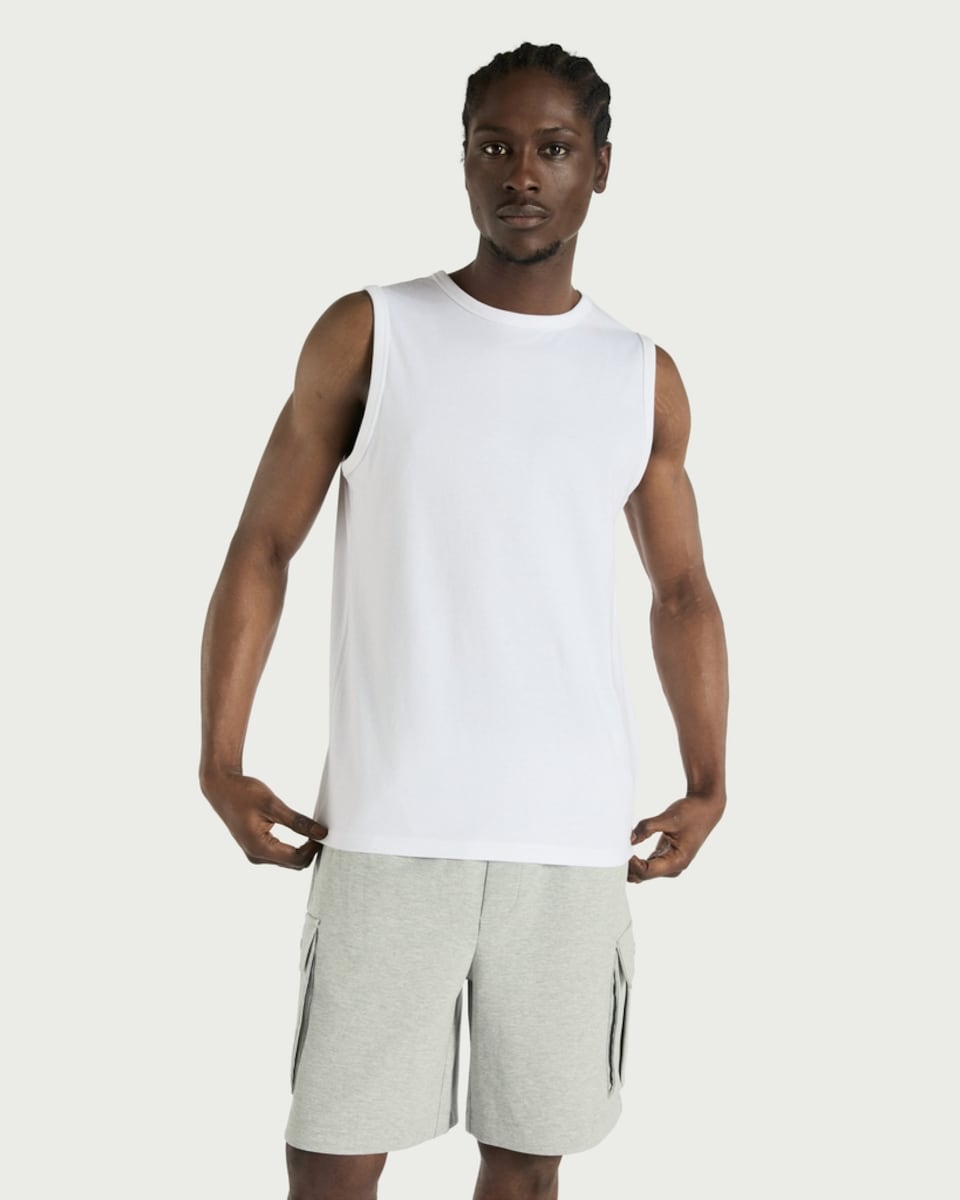image 1 of F&F Pure Cotton Regular Fit Vest in White
