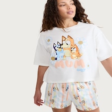 Bluey Pure Cotton Mum Print Pyjama Set in Multi Blue