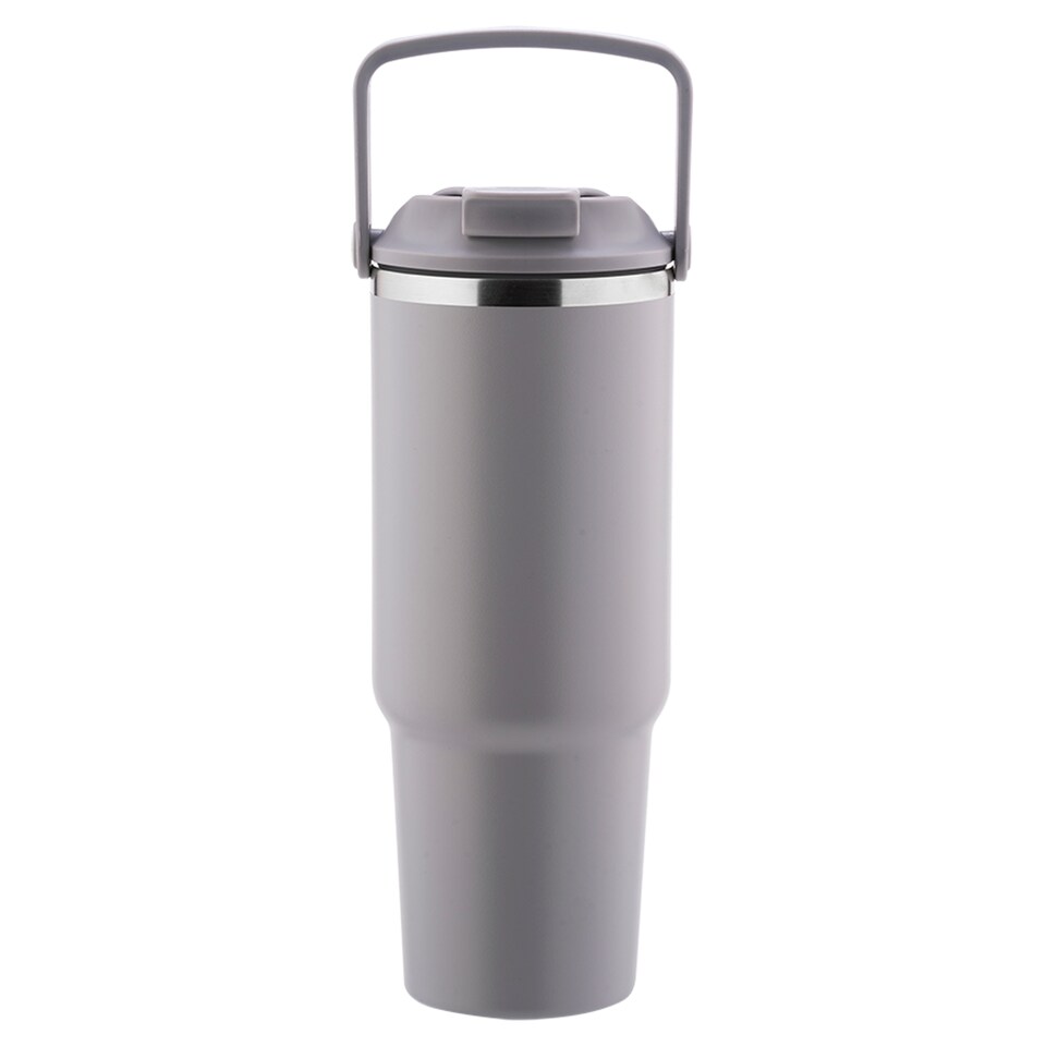 Tesco Grey Top Handle Metal Water Bottle 880ml