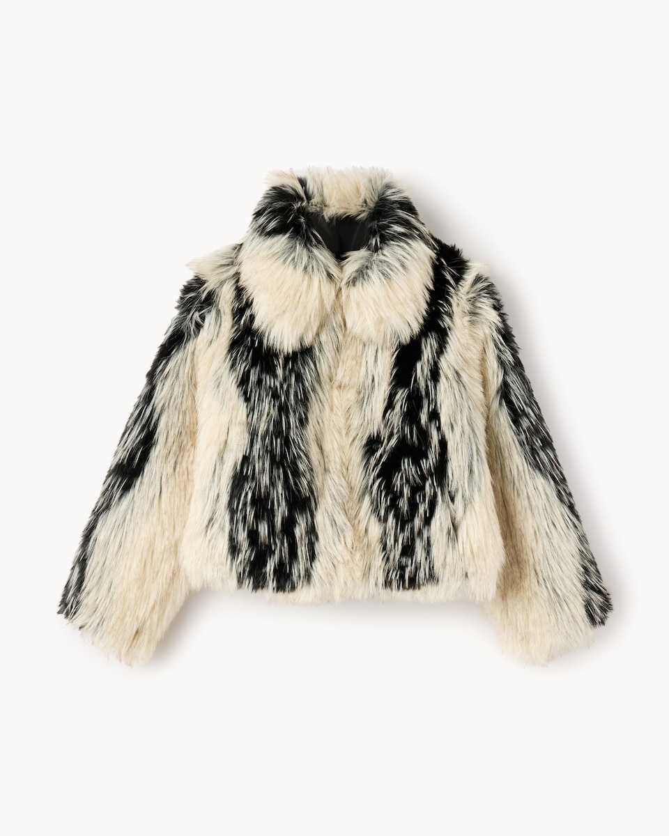 image 1 of F&F Faux Fur Jacket in Multi Black