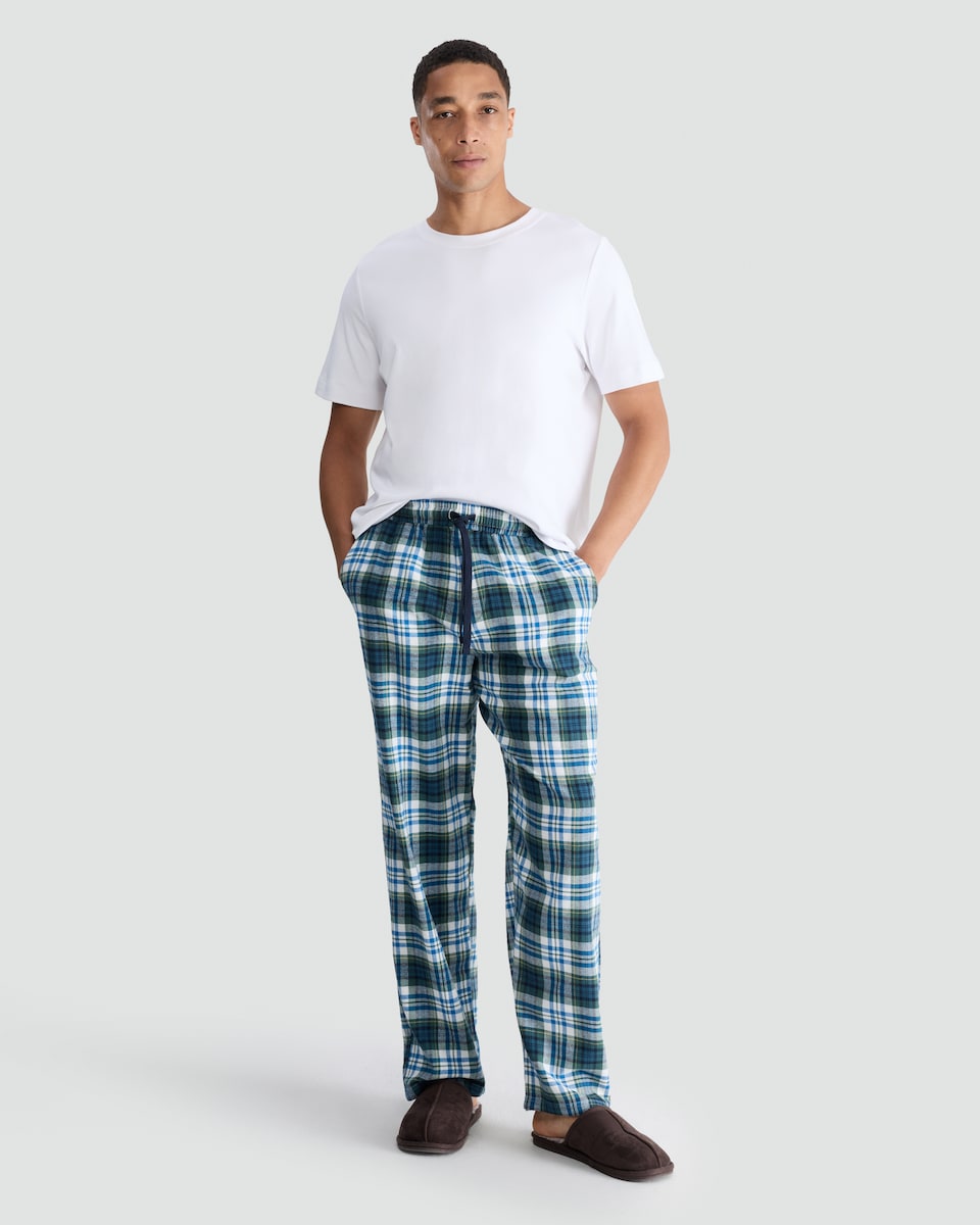 image 1 of F&F Pure Cotton Flannel Check Print Pyjama Bottoms in Multi