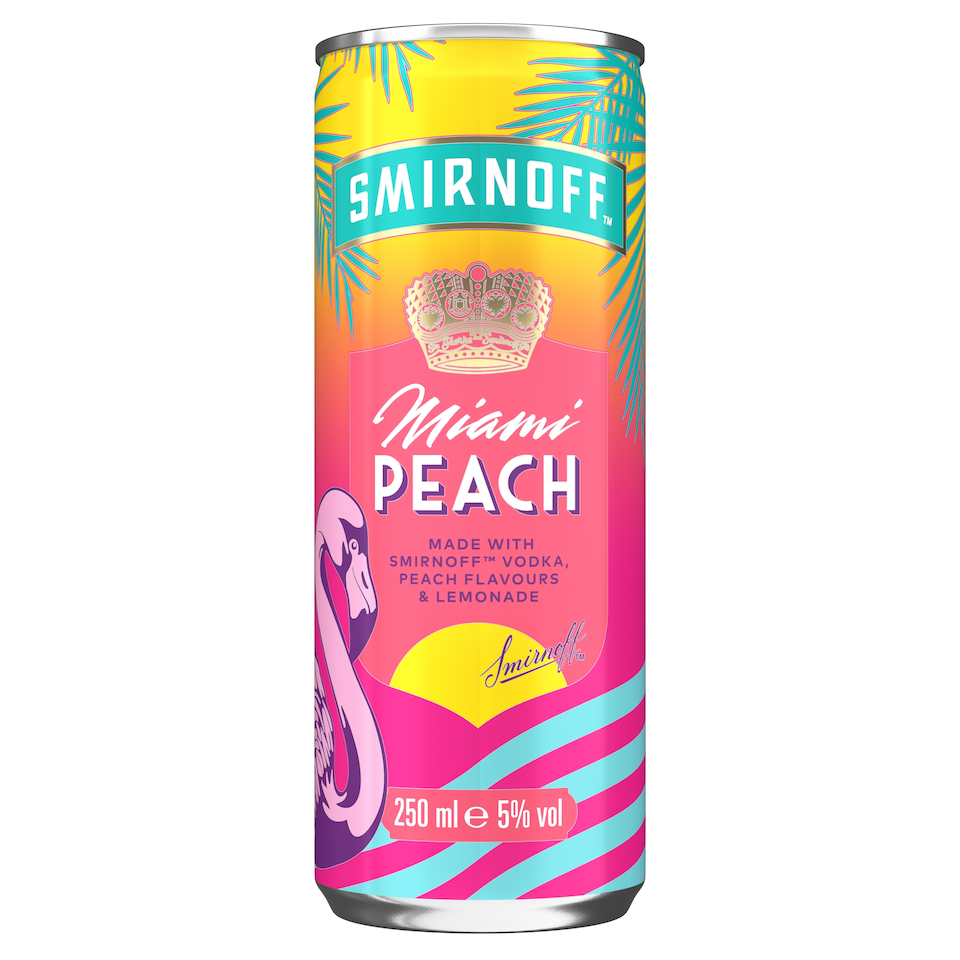 image 1 of Smirnoff  Vodka Miami Peach and Lemonade 250ml