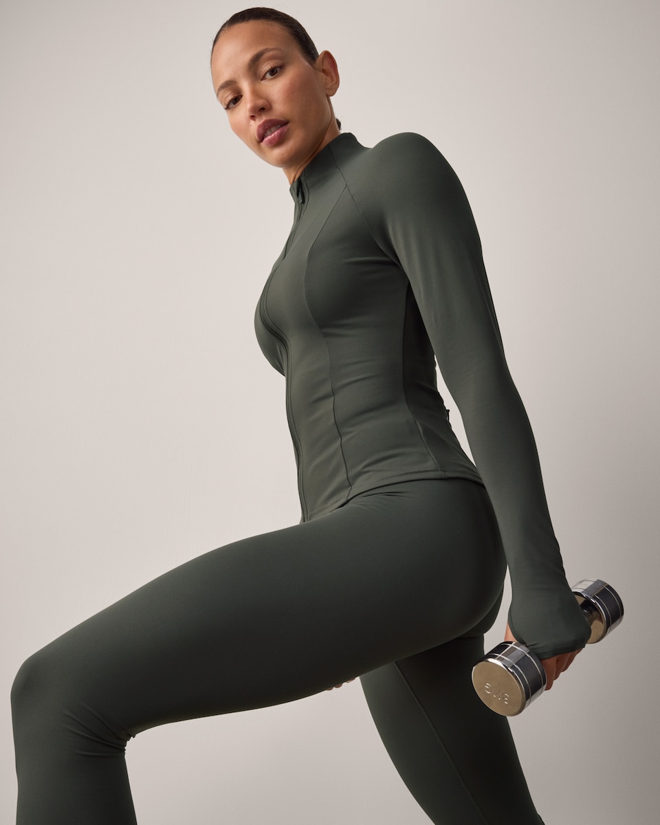 image 1 of F&F Active EVERYHOUR Zip Up Jacket in Khaki