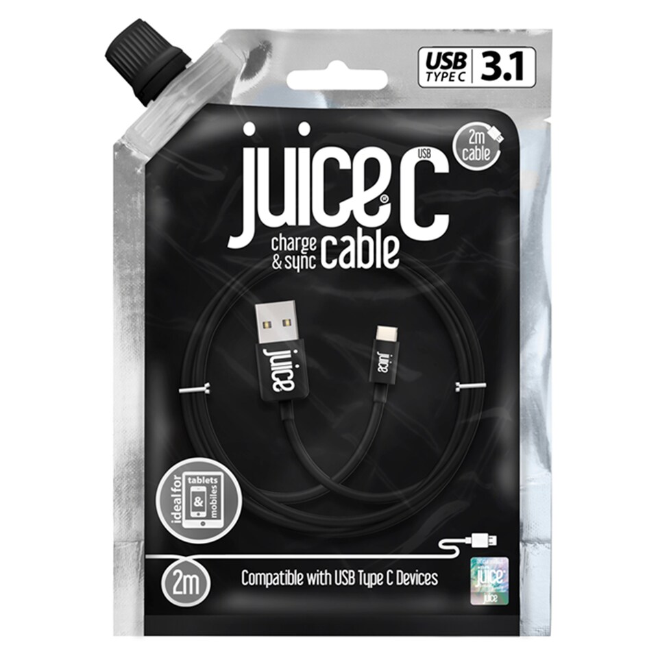 Juice Type C 2m Charging Cable Black
