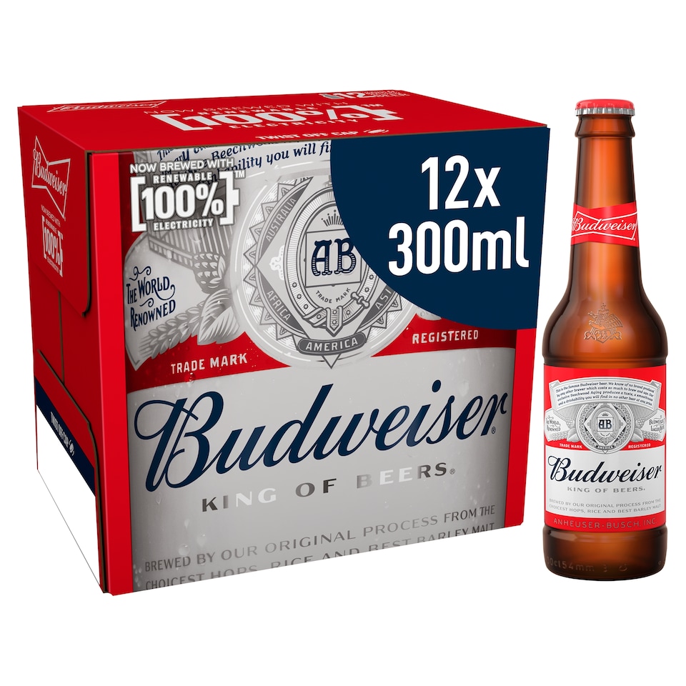 image 1 of Budweiser Lager Beer 12 X 300Ml