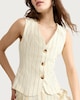 image 1 of The F&F Edit Linen Rich Striped Buttoned Co-ord Waistcoat in Yellow
