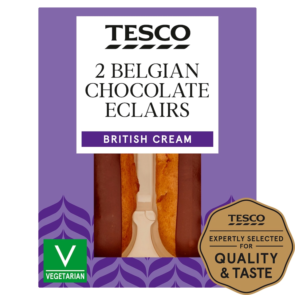 Tesco 2 Belgian Chocolate Eclairs