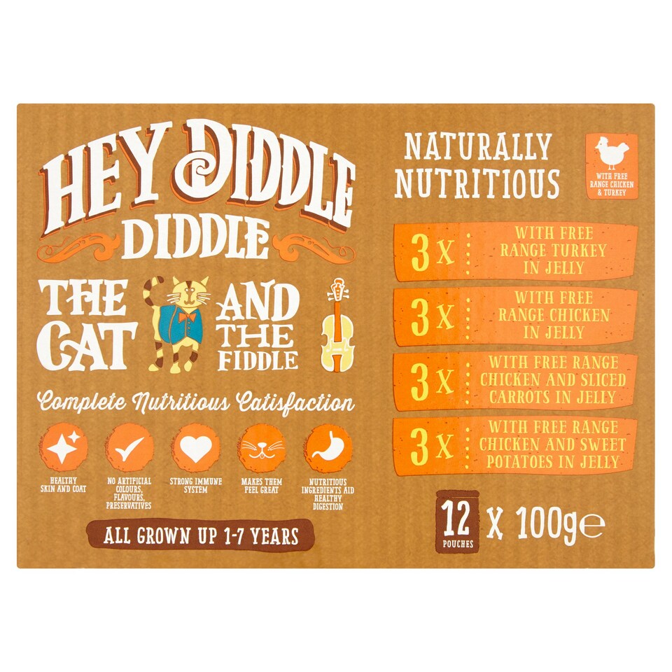 Hey Diddlediddle Cat Pouch Chicken Turkey 12X100g