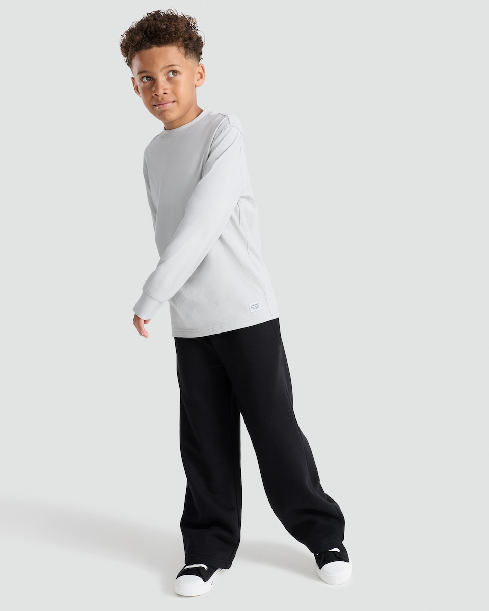 image 1 of F&F Boys Pure Cotton Long Sleeved T-Shirt in White