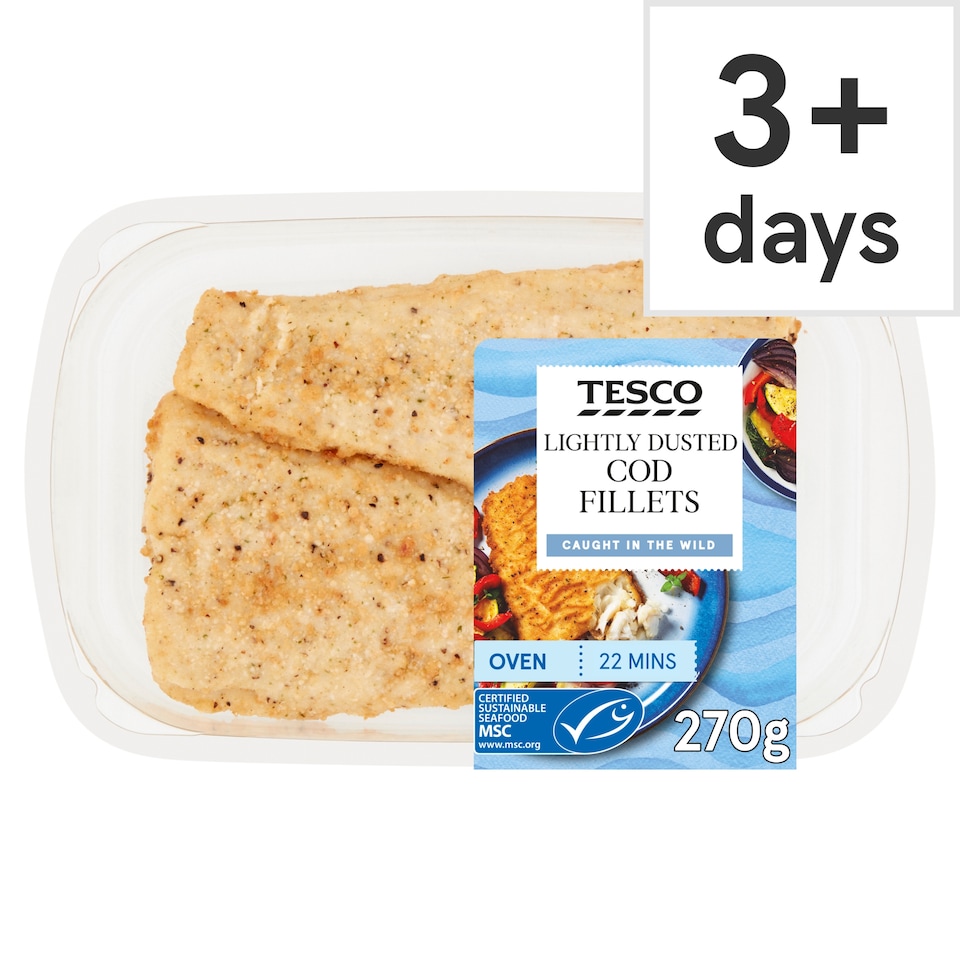 Tesco Lightly Dusted Cod Fillets 255G