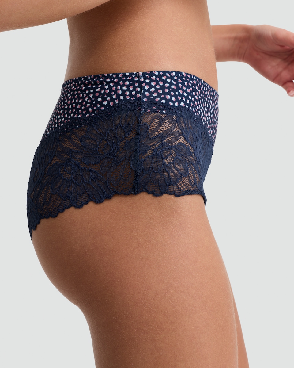 image 1 of F&F 3-Pack Microfibre Lace Trim Spot Print Knickers in Multi