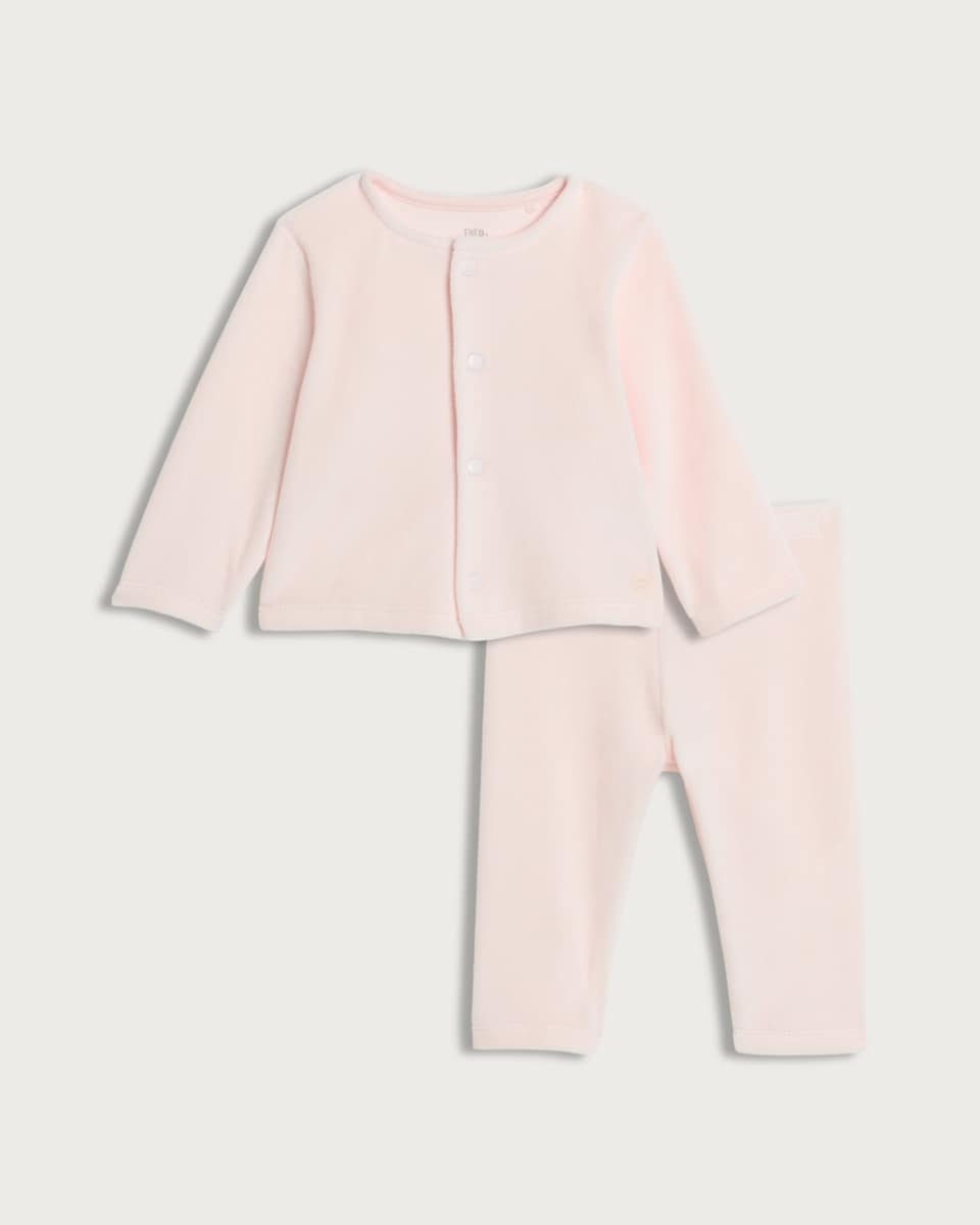 F&F Baby 2-Piece Cotton Rich Cardigan and Trousers Set in Pink