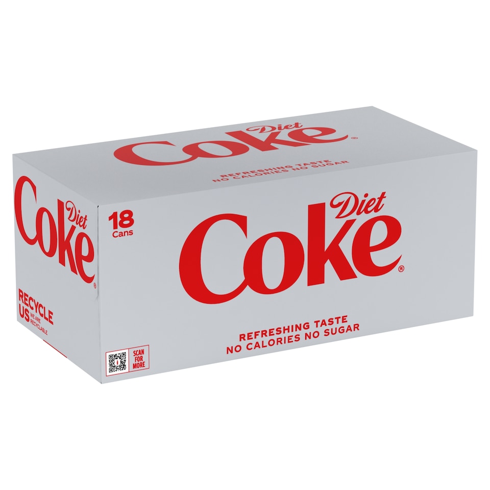 Diet Coke No Calories No Sugar Soft Drink 18 x 330ml