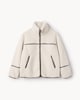 image 6 of F&F Active OUTDOOR Borg Textured Zip Up Jacket in Cream