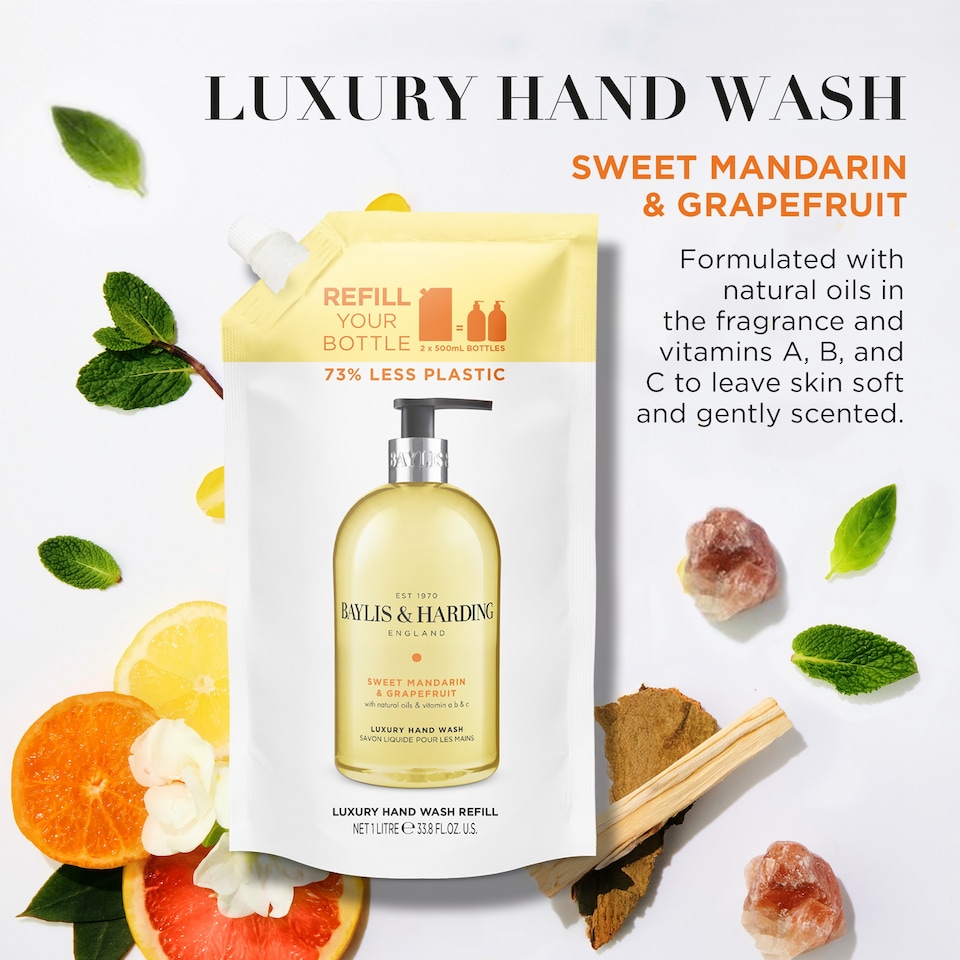 image 1 of Baylis & Harding Sweet Mandarin & Grapefruit Hand Wash Refill 1 Litre