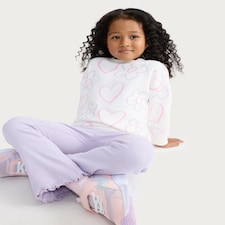F&F Girls 2-Piece Cotton Rich Printed Sweatshirt and Leggings Set in Lilac