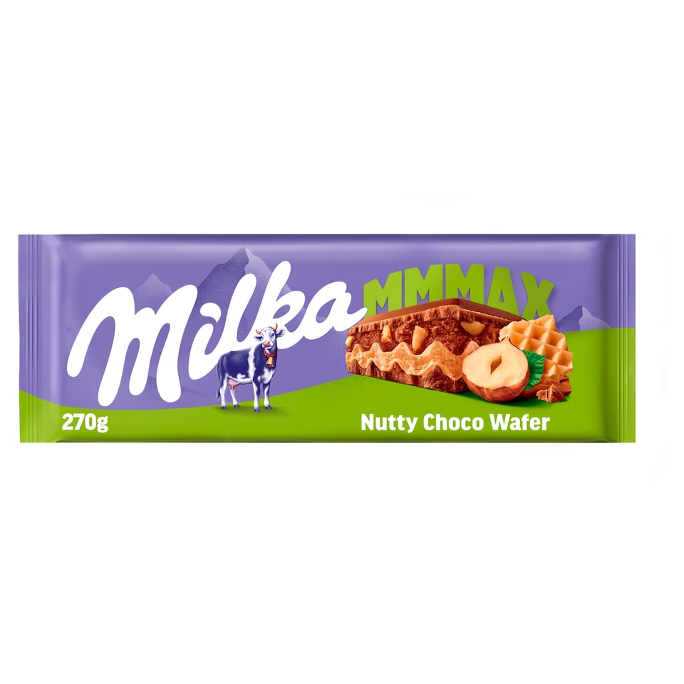 Milka Mmmax tejcsokoládé ostyával, mogyorós krémtöltelékkel és mogyoródarabokkal 270 g