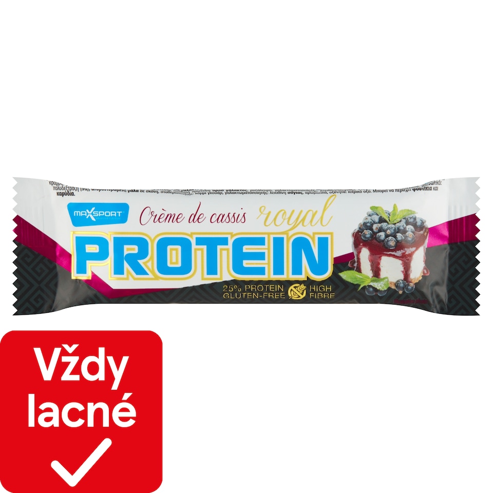 MaxSport Royal Proteínová tyčinka s príchuťou čiernej ríbezle v bielej poleve 60 g