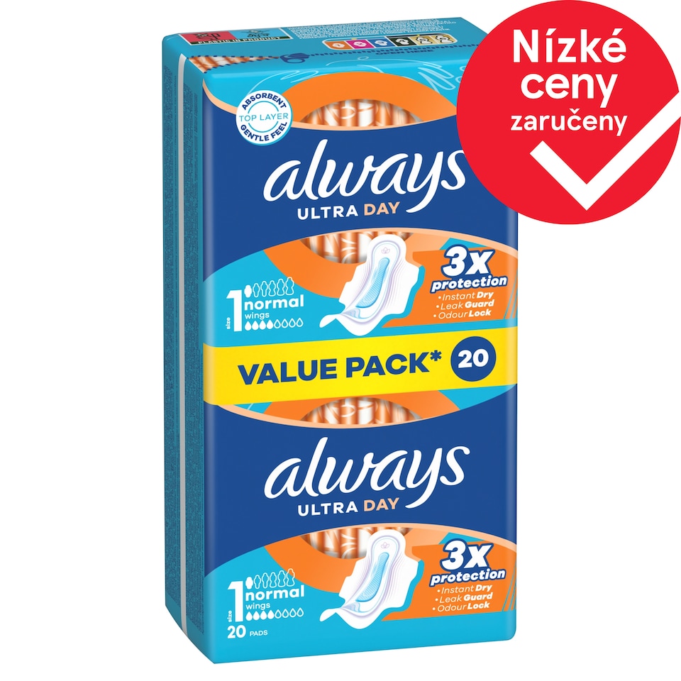 Obrázek 1 pro produkt Always, Hygienické Vložky Ultra Day Normal (Velikost 1), Křidélka x 20, Vložky