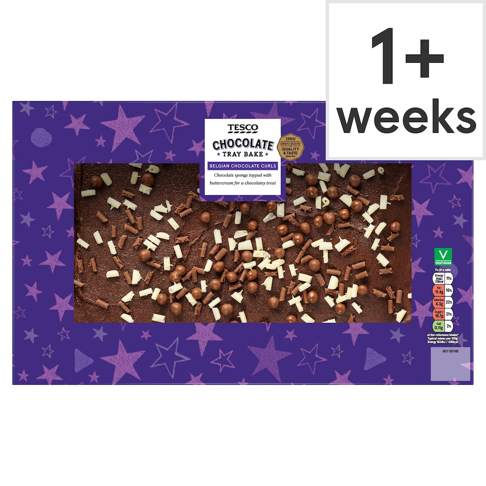 Tesco Chocolate Tray Bake - Belgian Chocolate Curls