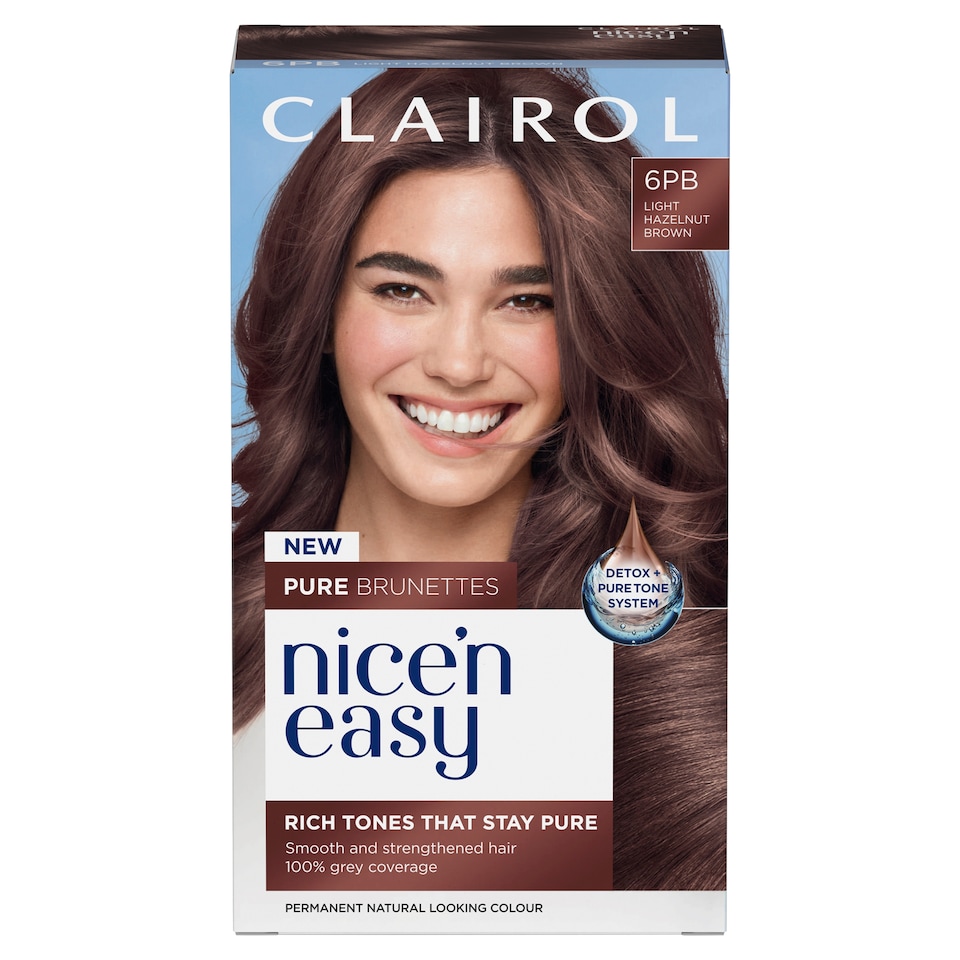 image 1 of Clairol Nice'N Easy Crème Pure Brunettes Permanent Hair Dye Kit - 6PB Light Hazelnut Brown