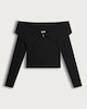 image 2 of OH ME OH MY Cotton Rich Off Shoulder Ribbed Top in Black