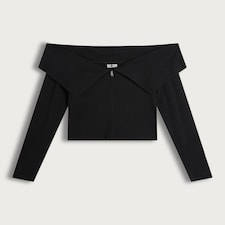 OH ME OH MY Cotton Rich Off Shoulder Ribbed Top in Black