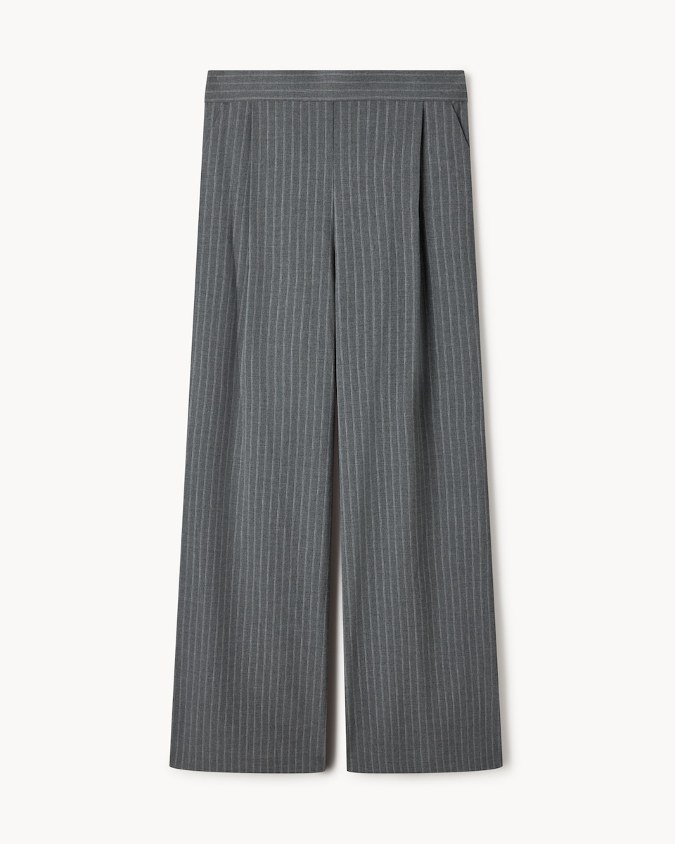 image 1 of F&F Pinstripe Pleated Wide Leg Co-ord Trousers in Grey
