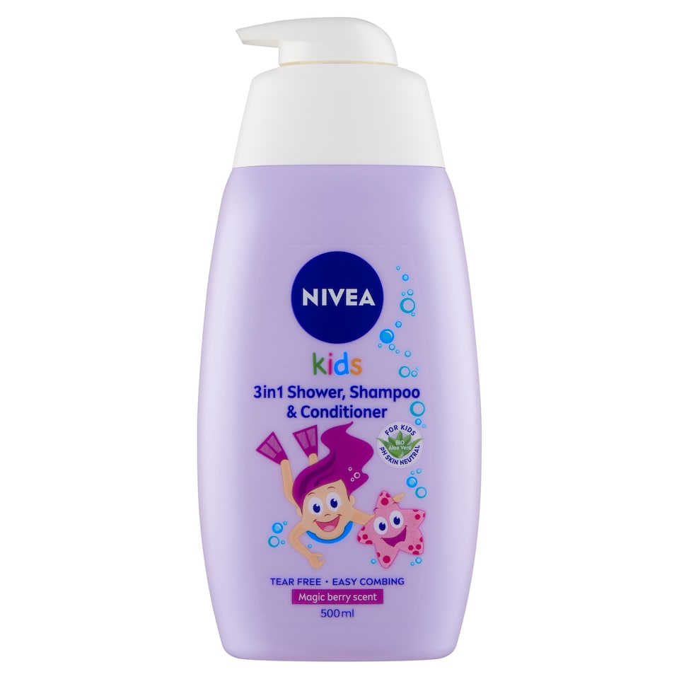 Obrázek 1 pro produkt Nivea Kids Magic Berry Scent dětský sprchový gel, šampon a kondicionér 3 v 1 500ml