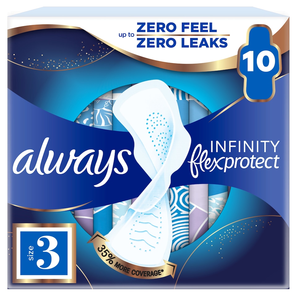 image 1 of Always FlexProtect Sanitary Towels Night (Size 3) with Wings 10 Pads, Unscented