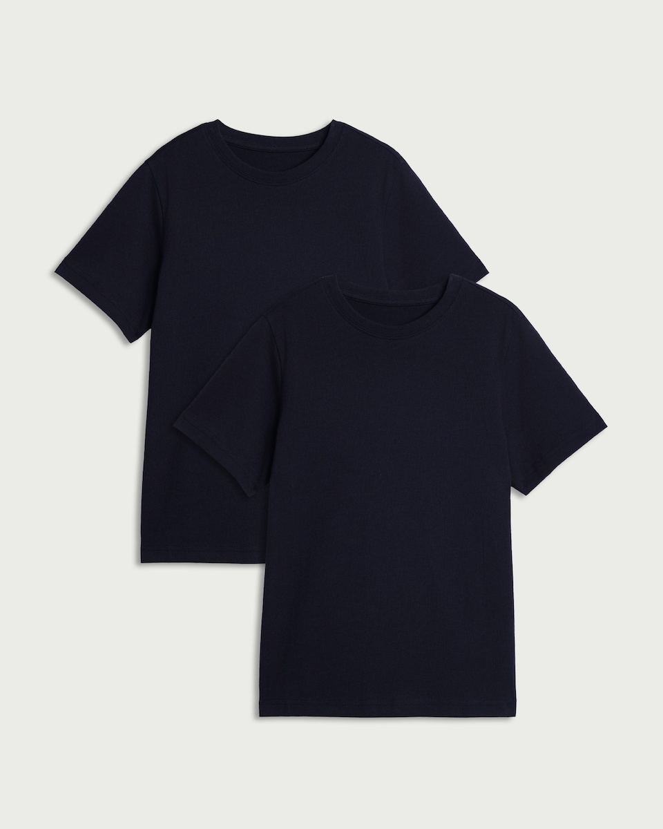 image 1 of F&F School Unisex 2-Pack Pure Cotton T-Shirts in Navy