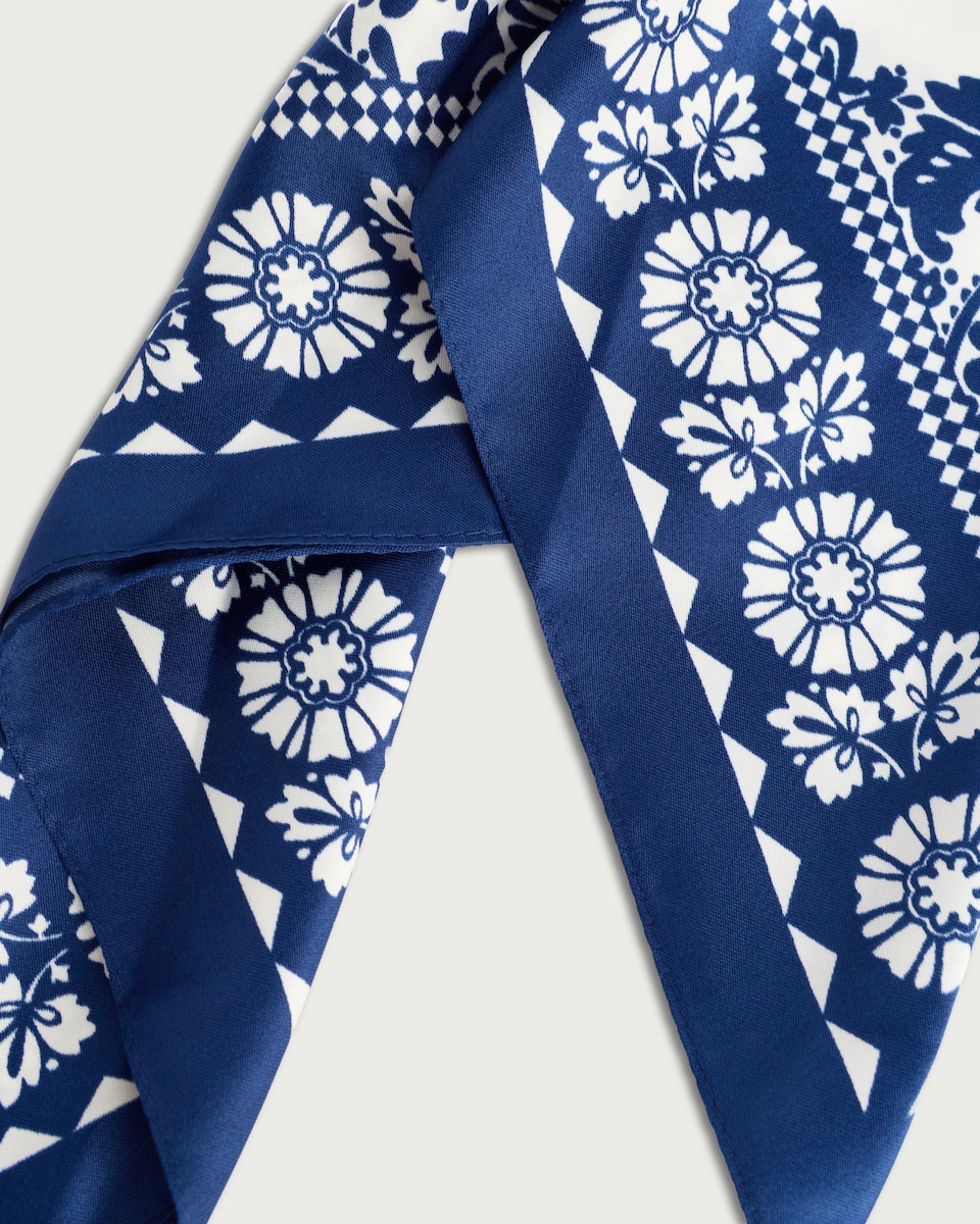 image 1 of F&F Satin Paisley Print Scarf in Navy