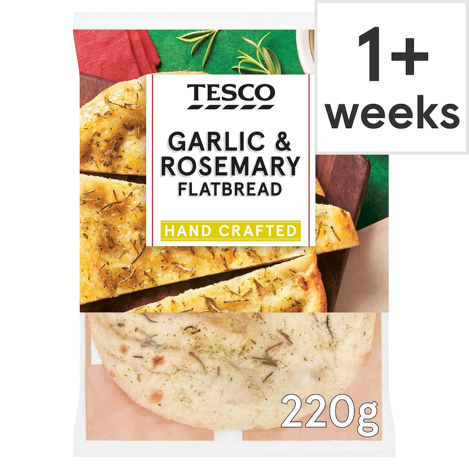 Tesco Garlic & Rosemary Flatbread 220G