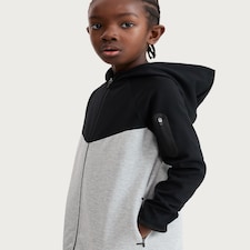 F&F Active Boys Colour Block Zip Up Hoodie in Grey Marl