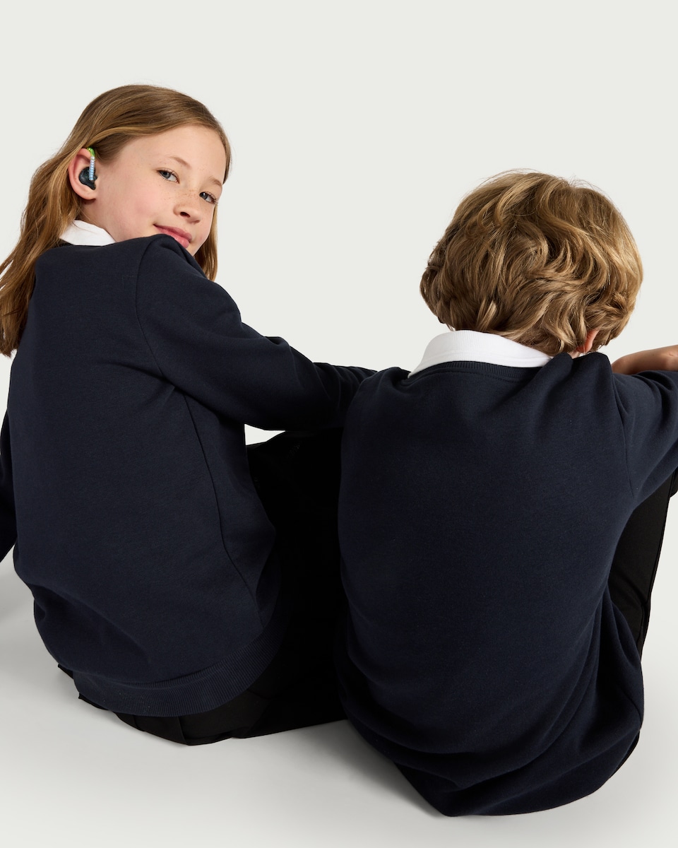 image 1 of F&F School Unisex 2-Pack Cotton Rich Sweatshirts in Navy