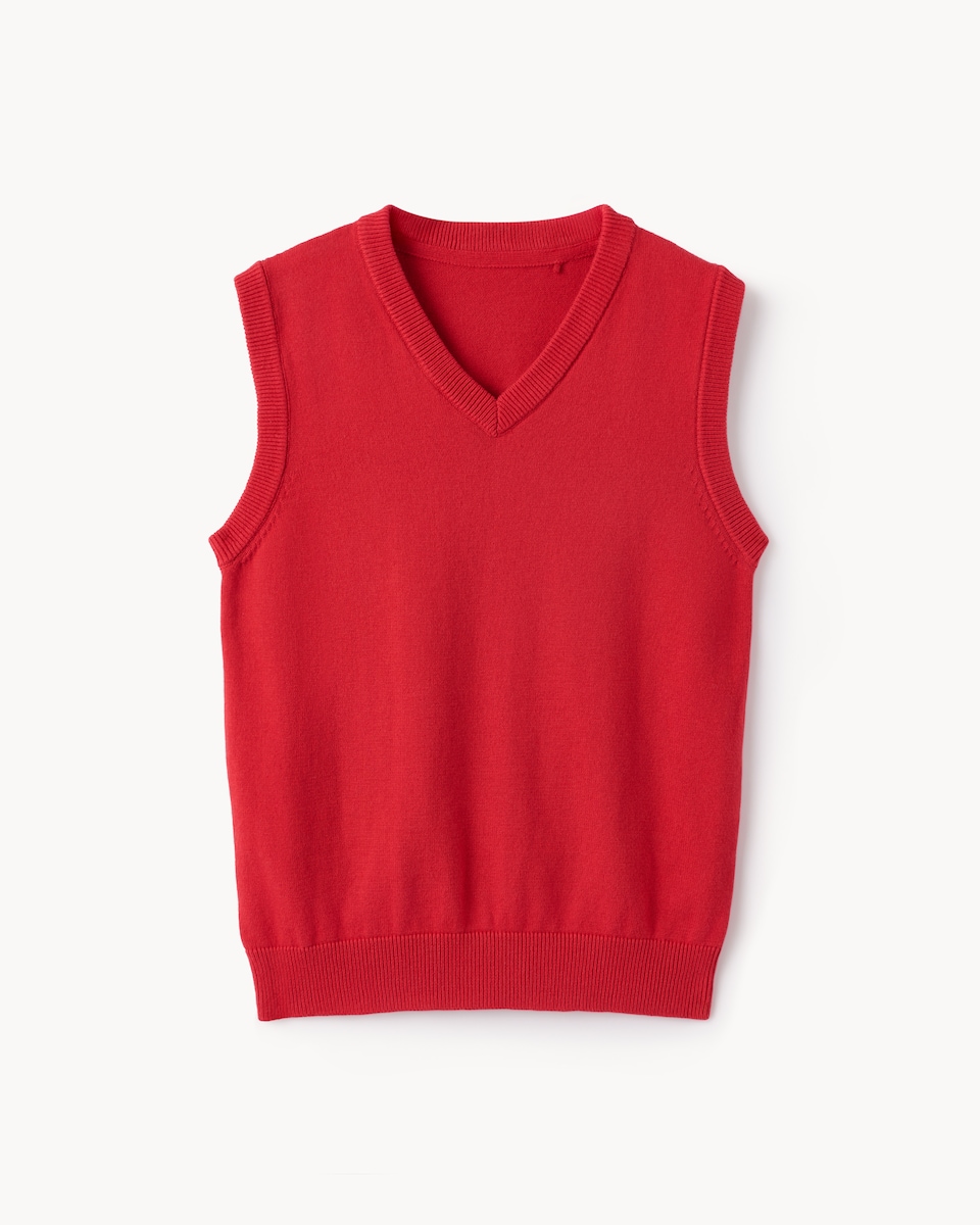 image 1 of F&F School Unisex Pure Cotton V-Neck Tank Top in Red