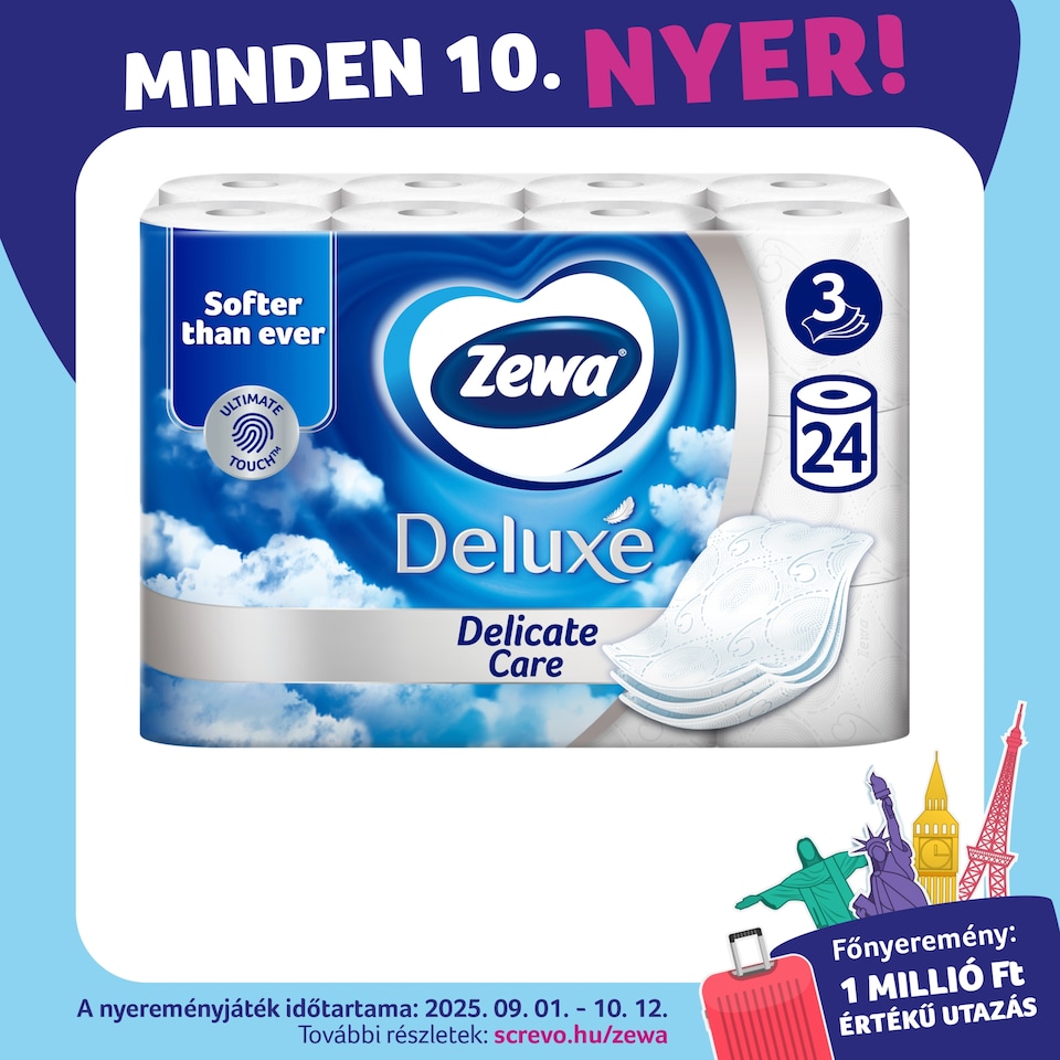 image 1 of Zewa Deluxe Delicate Care Toilet Paper 3 Ply 24 Rolls