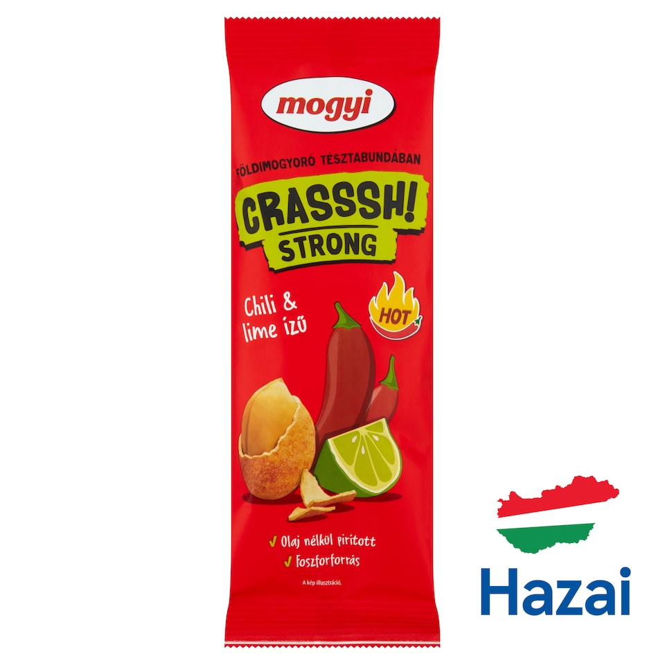 Mogyi Crasssh! Strong pirított földimogyoró chili & lime ízű tésztabundában 60 g