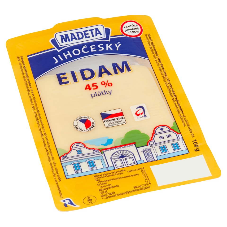 Madeta Jihočeský eidam 45% plátky 100g
