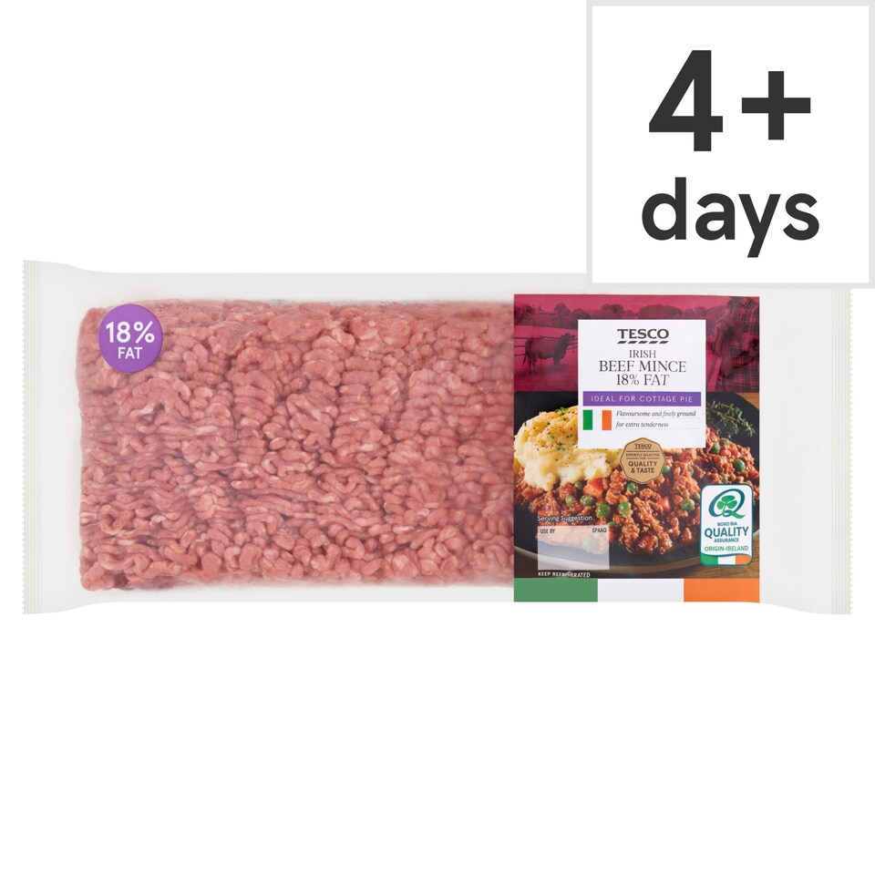 Tesco Irish Beef Mince 18% Fat 1Kg