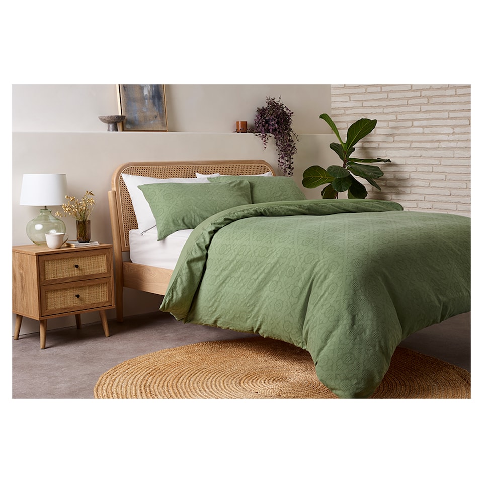 F&F Home Green Jacquard Duvet Set Double