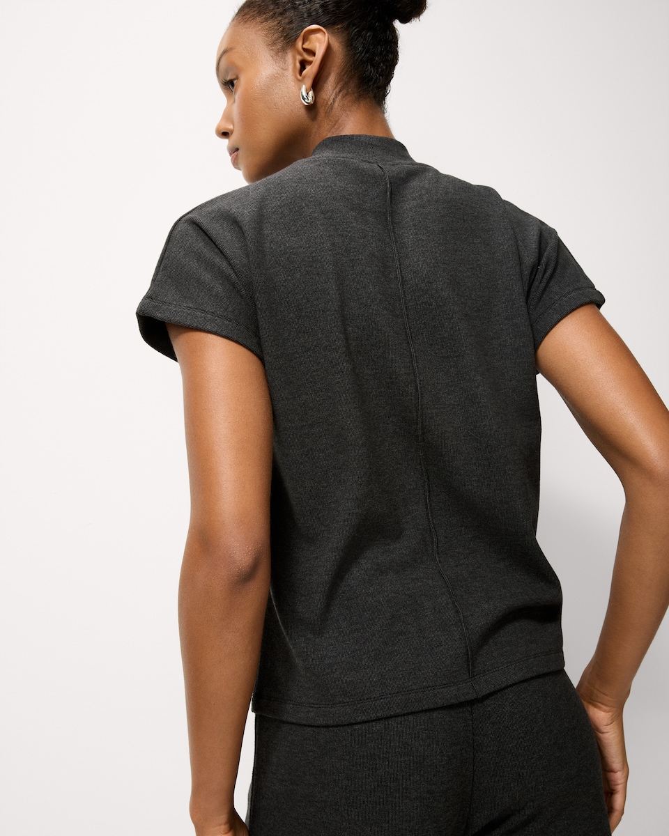 image 1 of F&F Brushed Pintuck Short Sleeved Top in Grey