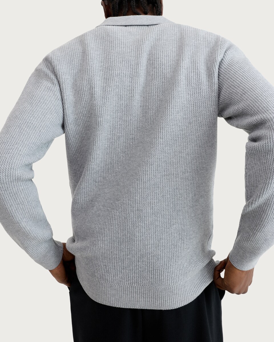 image 1 of F&F Knitted Long Sleeved Polo Neck Jumper in Grey