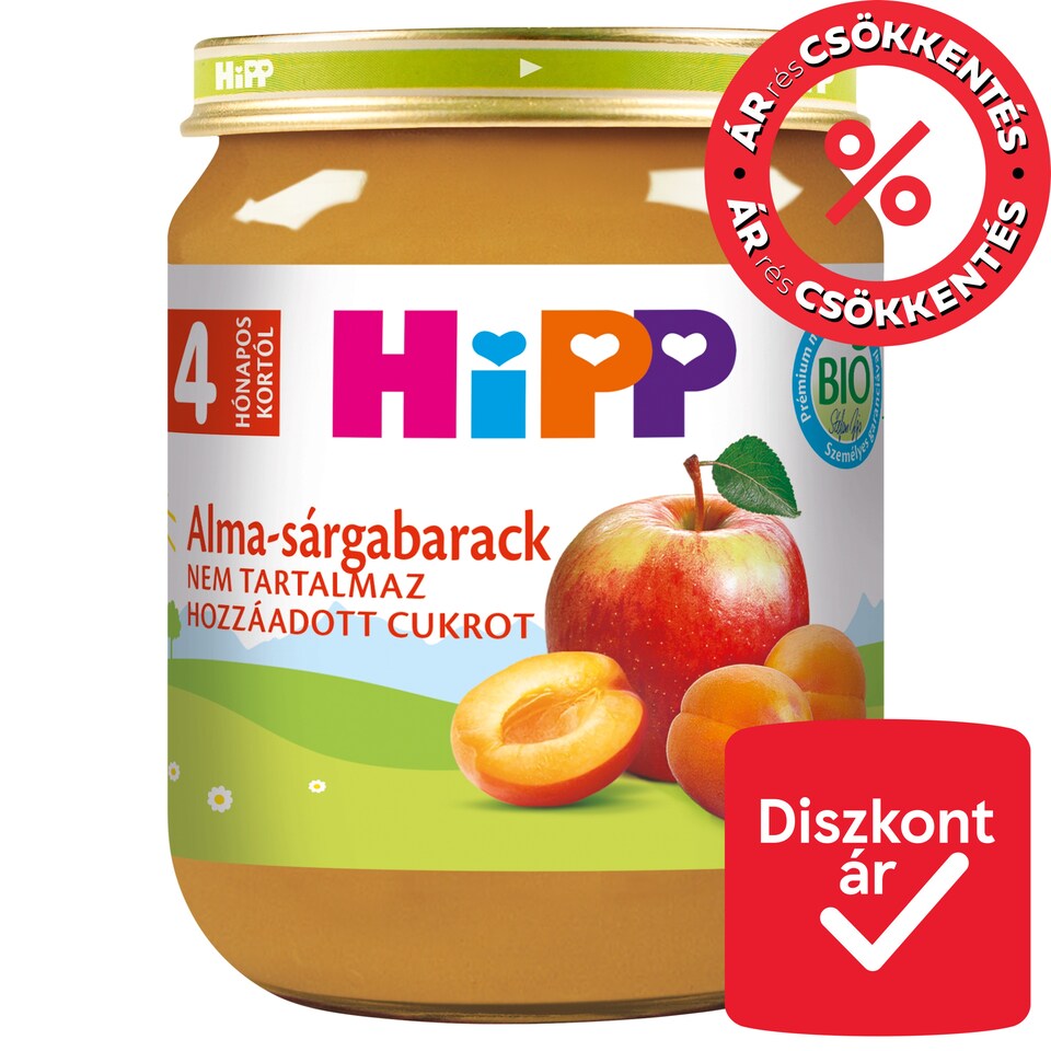 HiPP bio alma-sárgabarack bébidesszert 4 hónapos kortól 125 g
